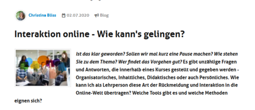 Interaktion online - Wie kann's gelingen?